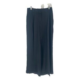 Leith Black Wide Leg Silk Pants Quiet Luxury Classic Sz 8 Minimalist Capsule